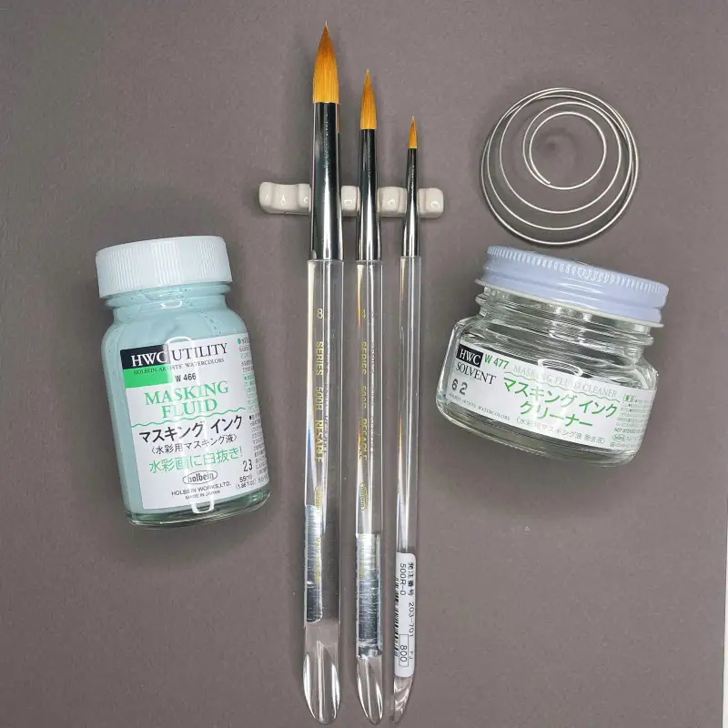 새미,홀베인마스킹액,홀베인마스킹잉크,마스킹잉크클리너,홀베인수채붓