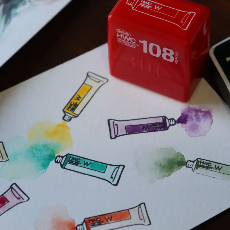 홀베인,컬러차트,스탬프,도장,발색표,수채물감,수채화