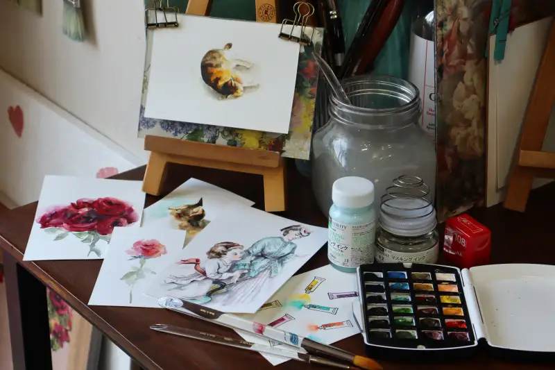 홀베인,홀베인수채화,수채화물감,수채화,마스킹잉크,마스킹잉크클리너,팬팔레트,고체물감,수채화붓,붓,둥근붓