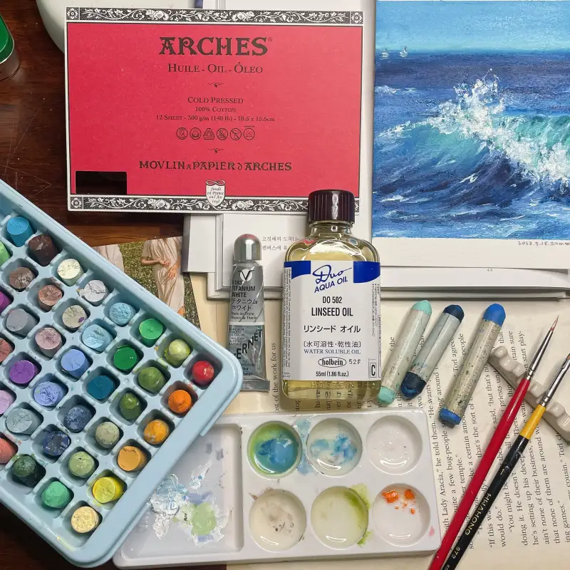 새미,홀베인,린시드오일,아르쉬,아르쉬엽서패드,홀베인린시드오일,오일파스텔