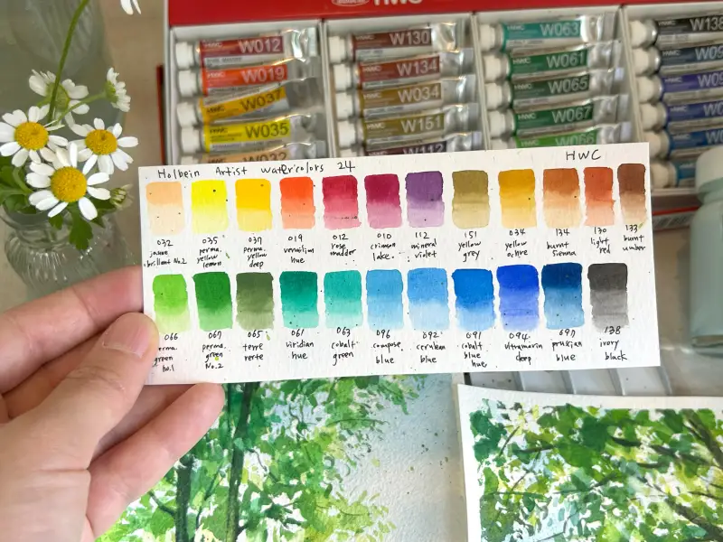 발색표,컬러차트,홀베인,홀베인수채물감,홀베인수채물감24