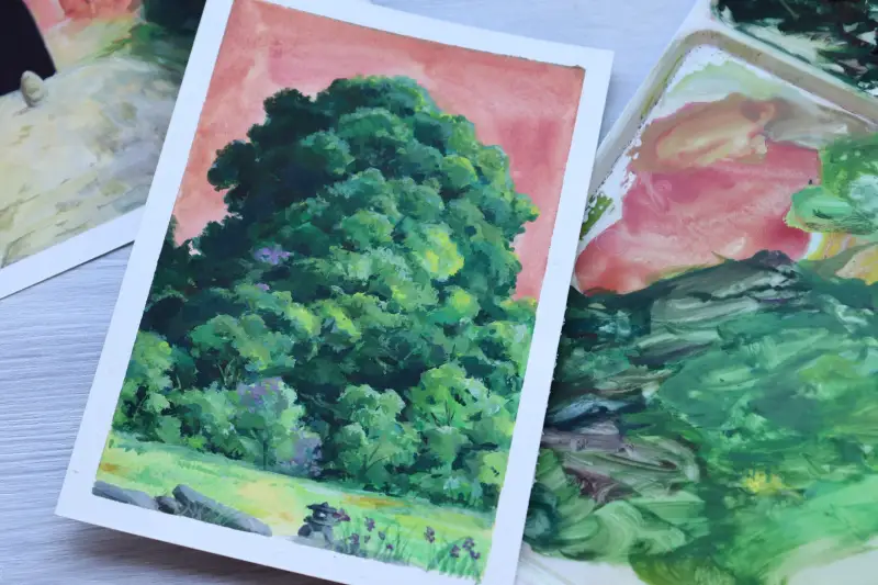 미야젤리과슈,지브리,풍경,과슈,젤리과슈,수채과슈