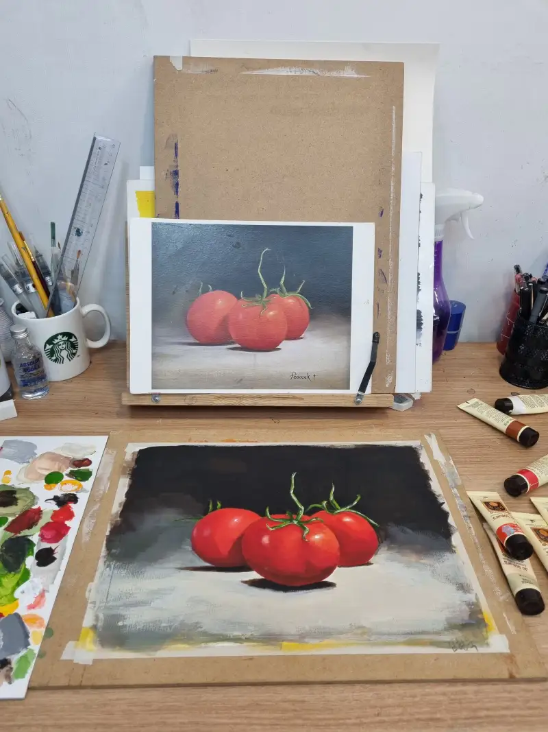 조선자,조소냐,아크릴물감