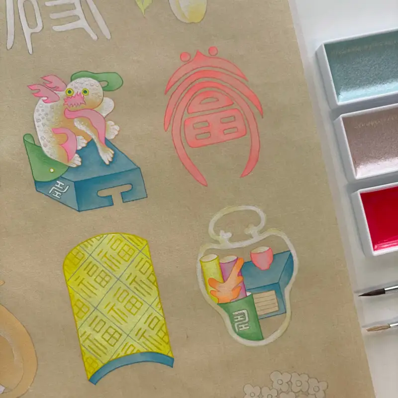 길상,안채,형광색,길상안채고체물감