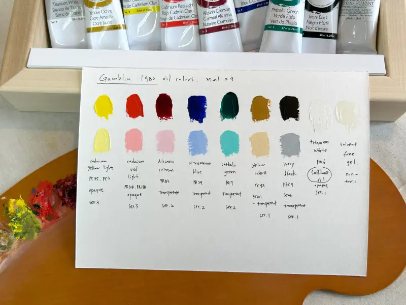 발색표,유화물감,갬블린,갬블린1980,갬블린유화물감,유화물감세트