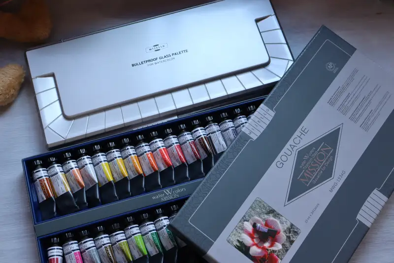 미젤로티타늄클래스,과슈,방탄유리,팔레트,수채화파렛트