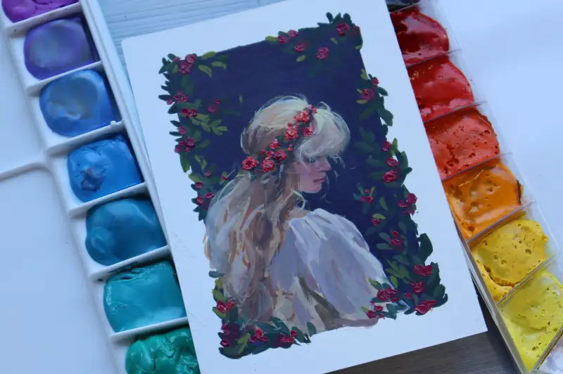 미젤로,티타늄클래스,과슈,일러스트,수채화,화이트클래스