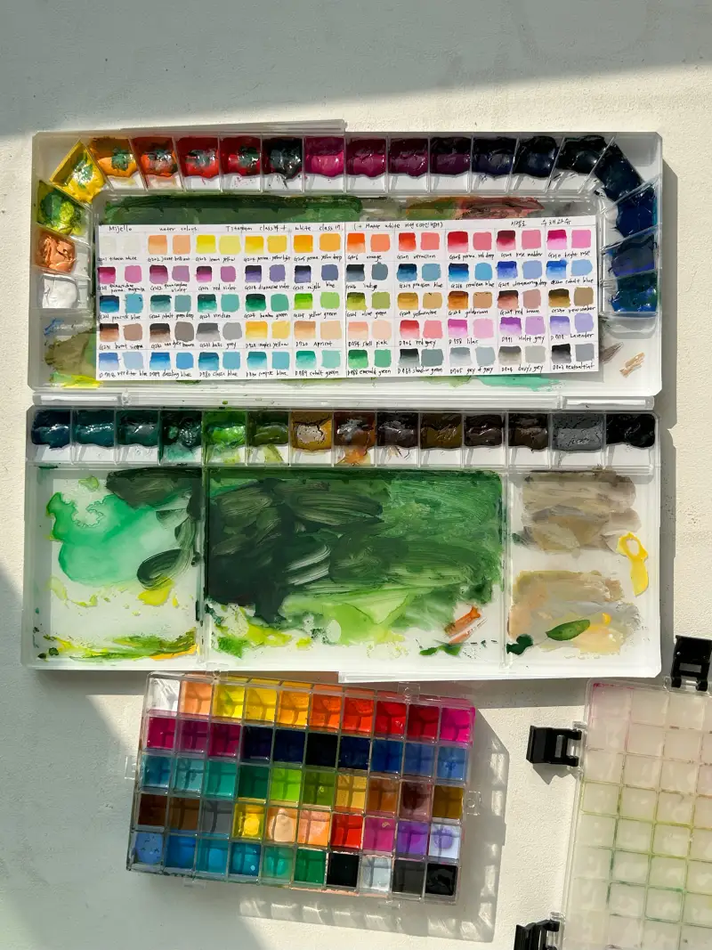 발색표,미젤로수채과슈,미젤로과슈,미젤로티타늄클래스,미젤로화이트클래스