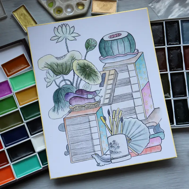 길상,채미먹,안채,동양화,고체물감,동양화물감,두방지,서화판