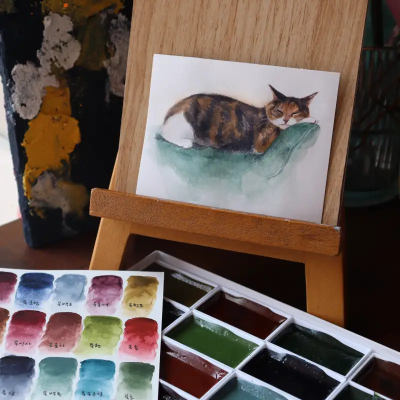 채미먹,동양화물감,길상,안채,수채화,고체물감