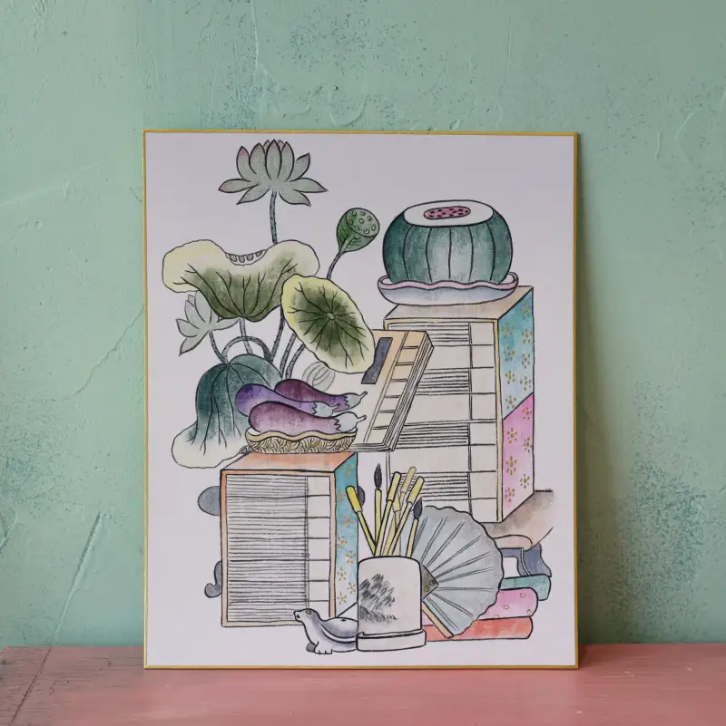 동양화,길상,안채,채미먹,고체물감,동양화물감,두방지,시키시,서화판,판넬,수채물감,펄,물감