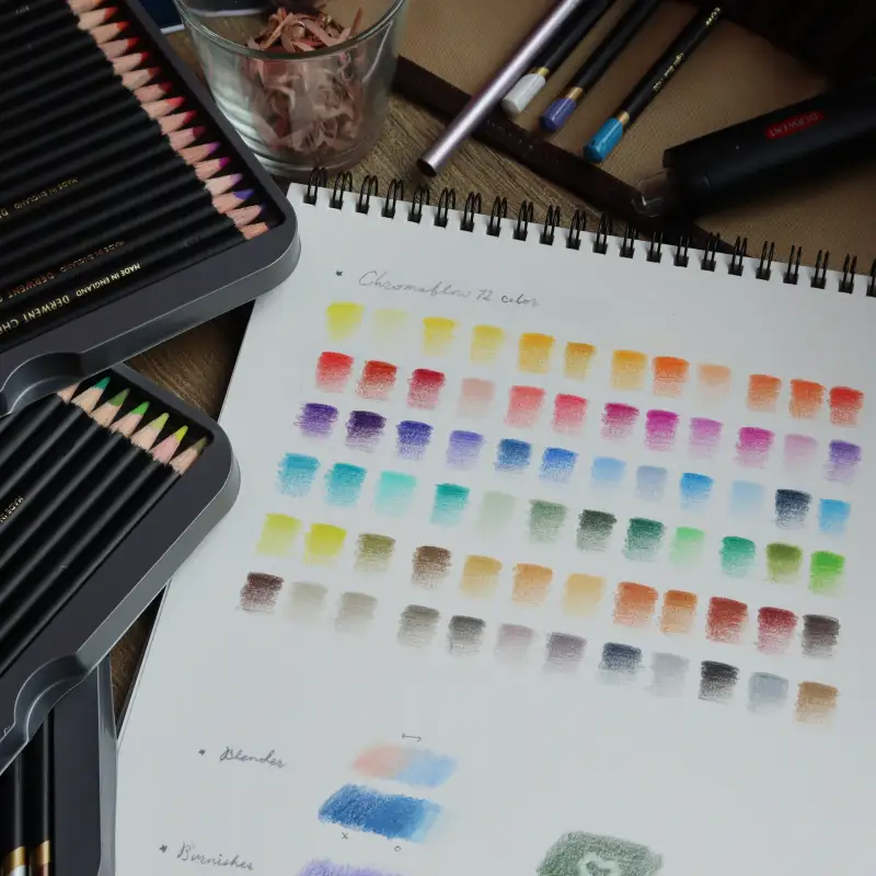 더웬트,크로마플로우,색연필,유성색연필,연필,드로잉,전동지우개,세르지오,스케치북,연필케이스