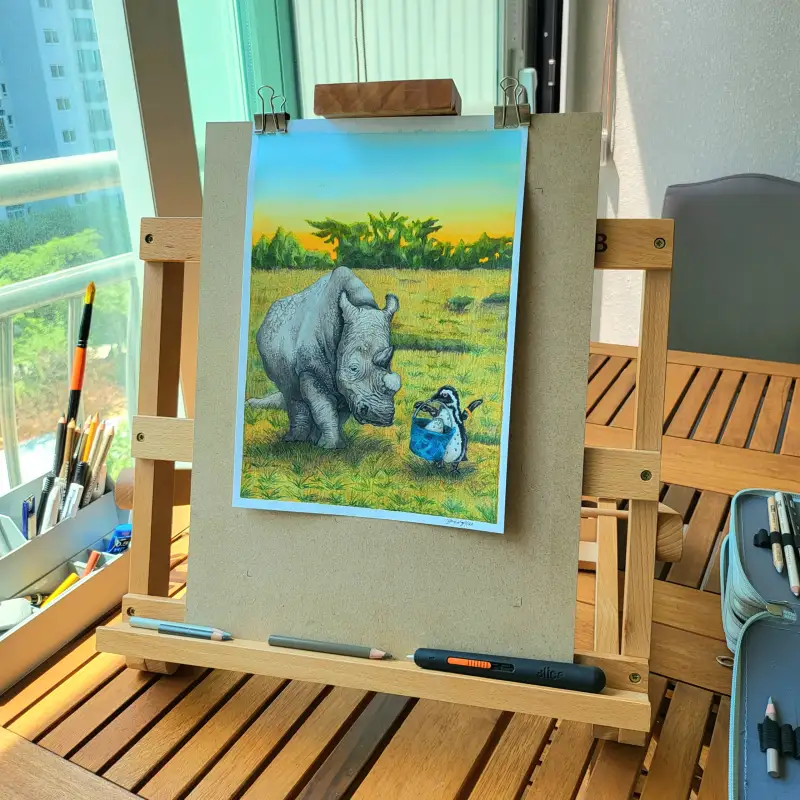 협찬,화방넷,화방넷체험단,AnB테이블이젤,이젤,테이블이젤,미술작업실,나무이젤