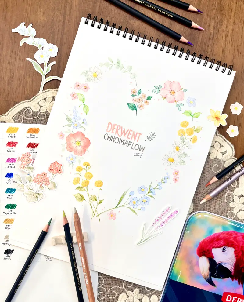 더웬트,더웬트색연필,크로마플로우,유성색연필,색연필,색연필일러스트,꽃일러스트,꽃그림,윤꽃