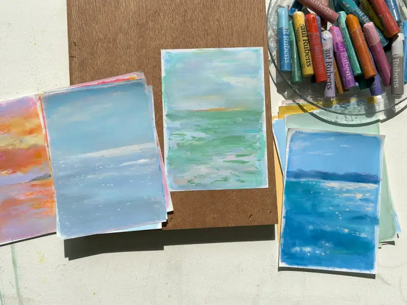 바다오일파스텔,오일파스텔바다