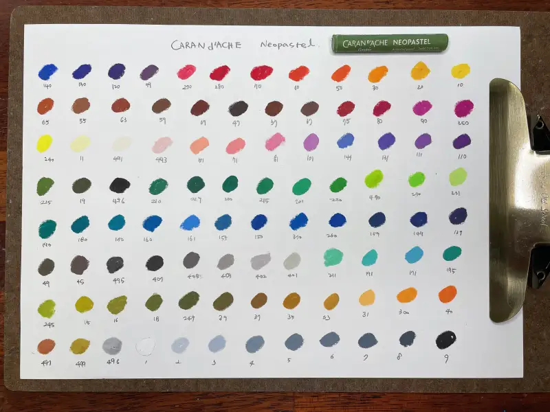 새미,오일파스텔,발색표,까렌다쉬오일파스텔