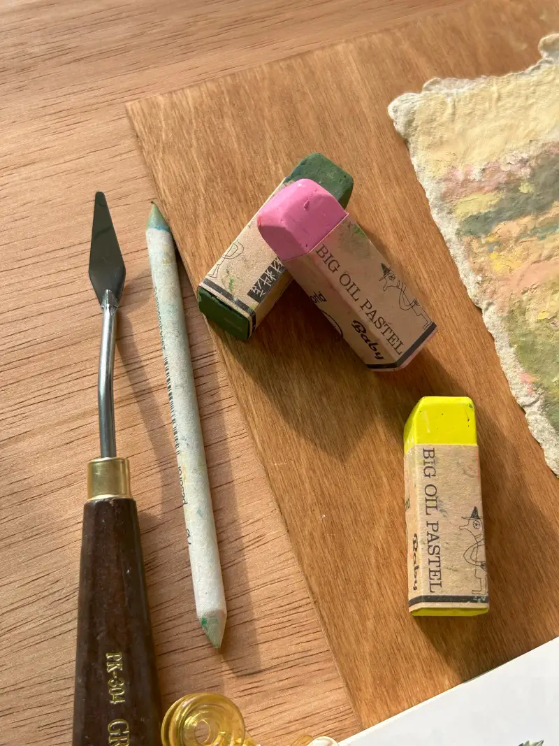 카와치,오일파스텔