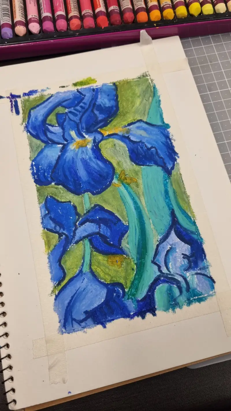 오일파스텔,붓꽃그리기,빈센트반고흐