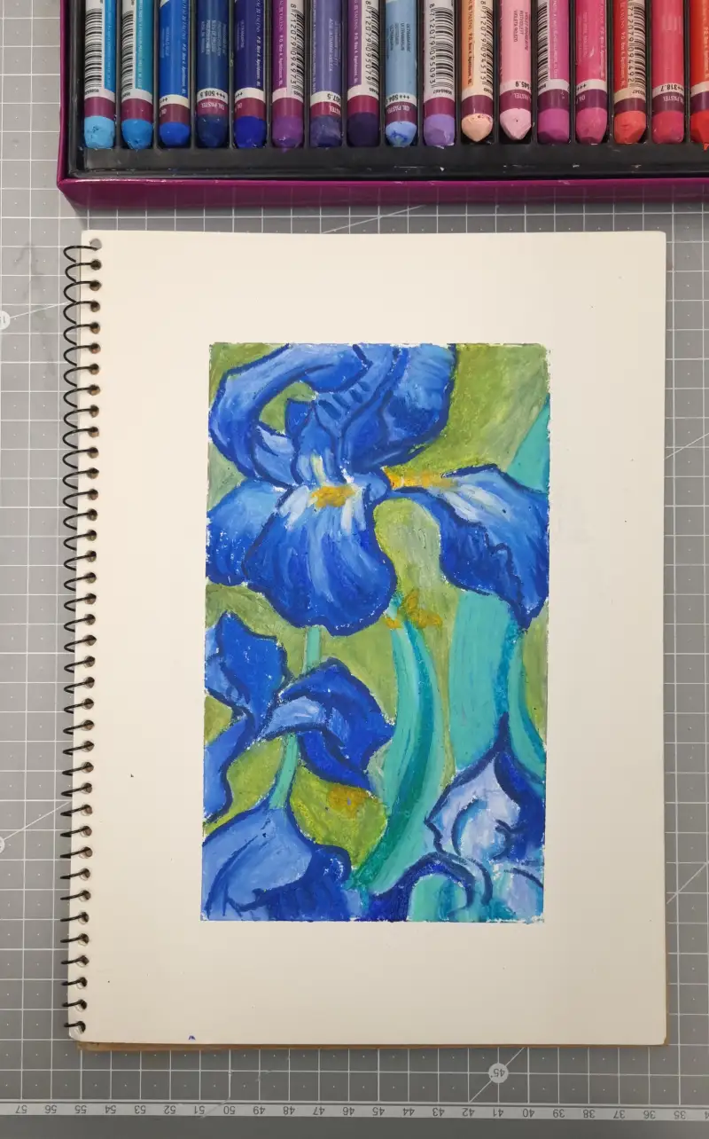 오일파스텔,붓꽃