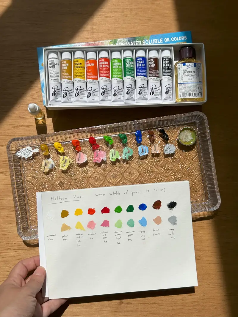 수용성유화물감,발색표,수성유화,홀베인듀오
