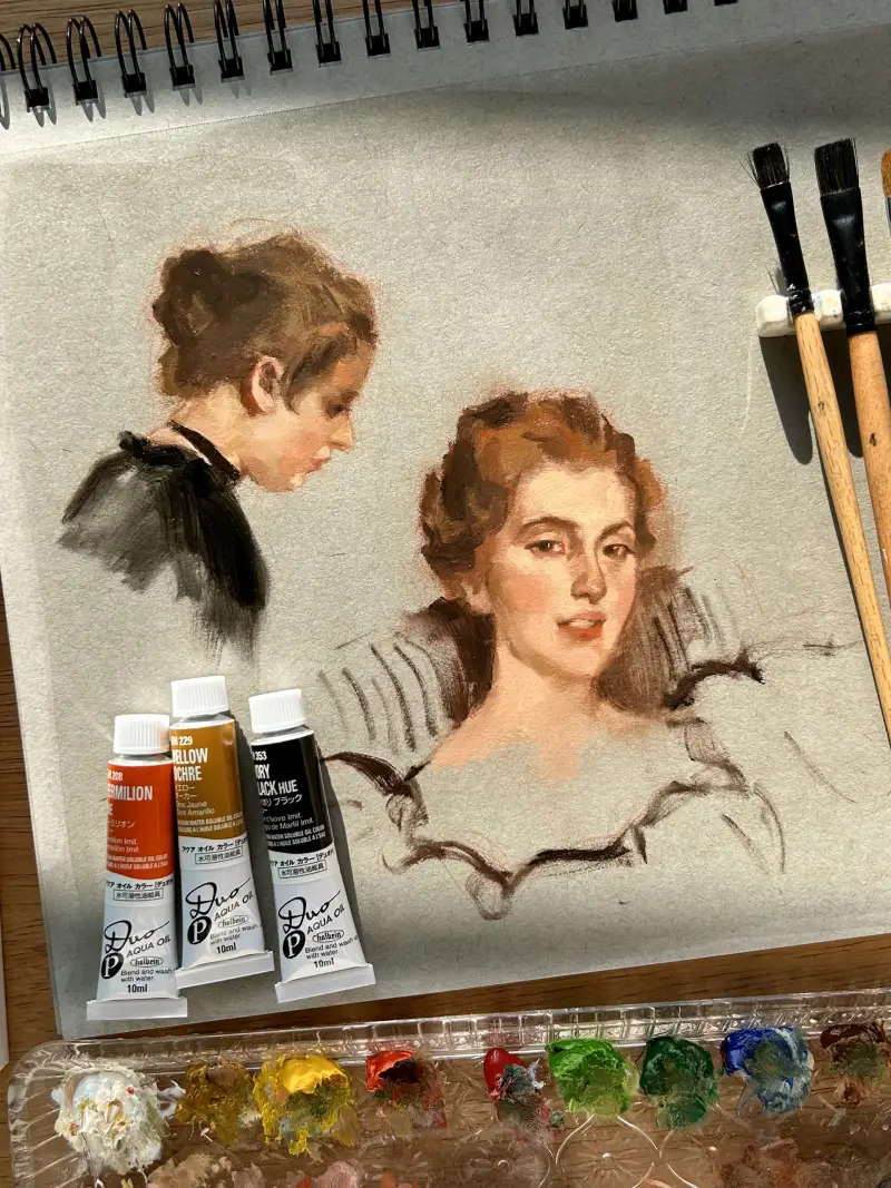 수용성유화물감,수성유화,물로그리는유화,존팔레트