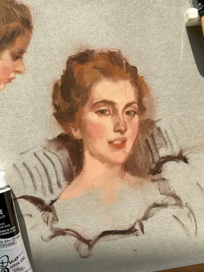 수용성유화물감,수성유화,인물화,홀베인듀오,홀베인유화물감