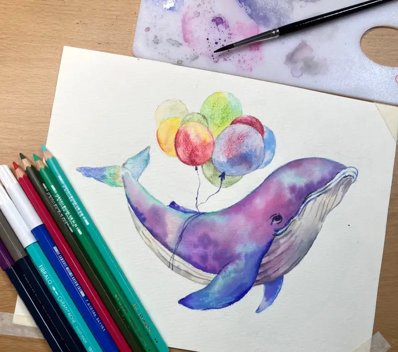 화방넷체험단,까렌다쉬보태니컬세트,까렌다쉬,고래일러스트,다온아트아뜰리에