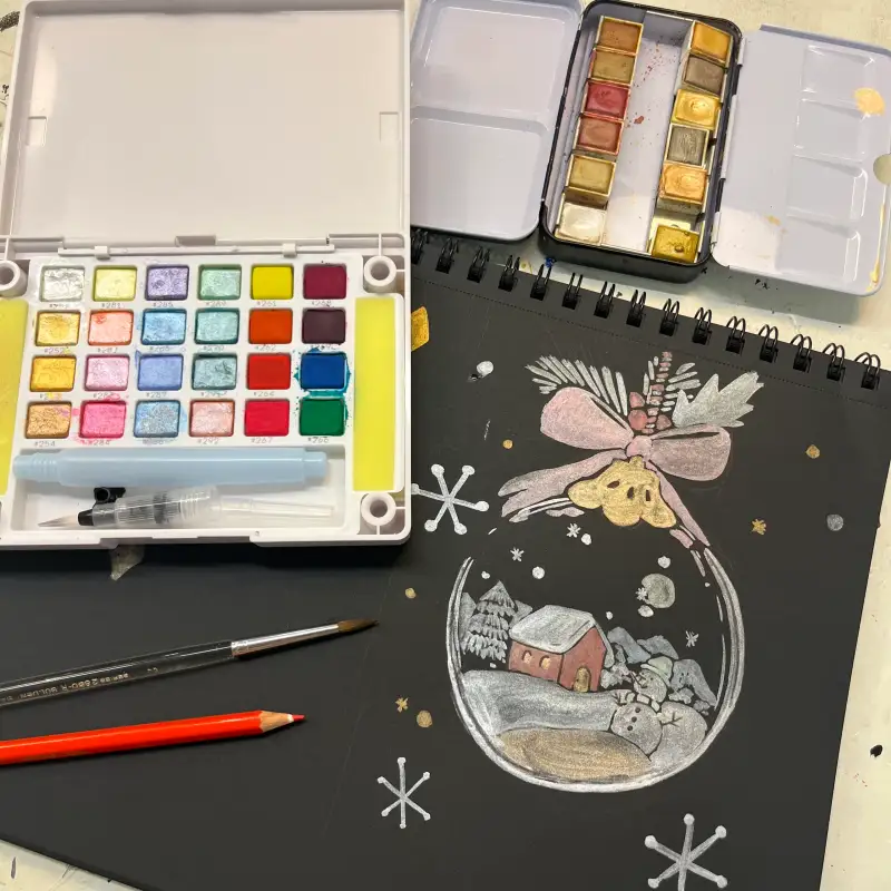 그림,일러스트,펄고체물감