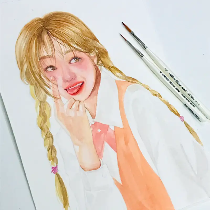 실버브러쉬,수채화,인물화