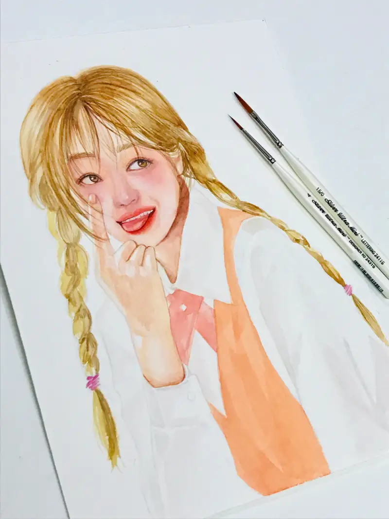 수채화,실버브러쉬,인물화