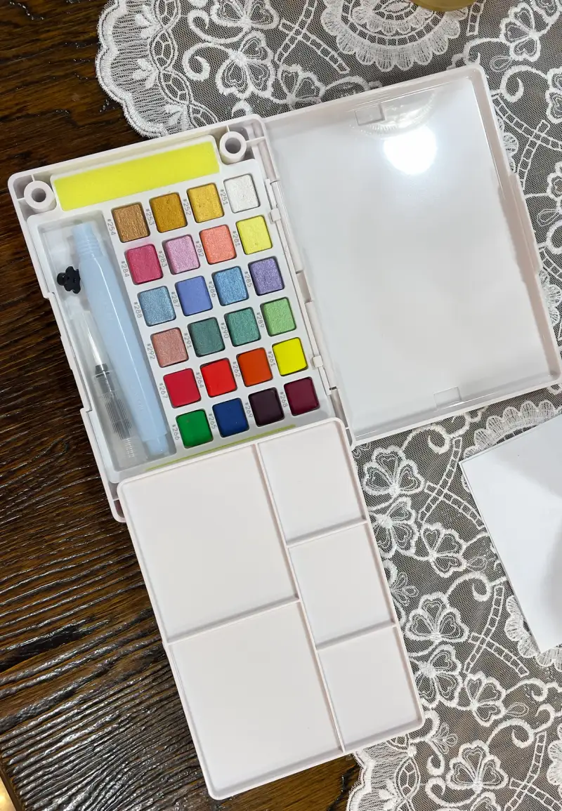 코이고체케익24색,코이워터칼라24색내경,코이워터칼라내부구성,수채케익,수채화물감,고체물감