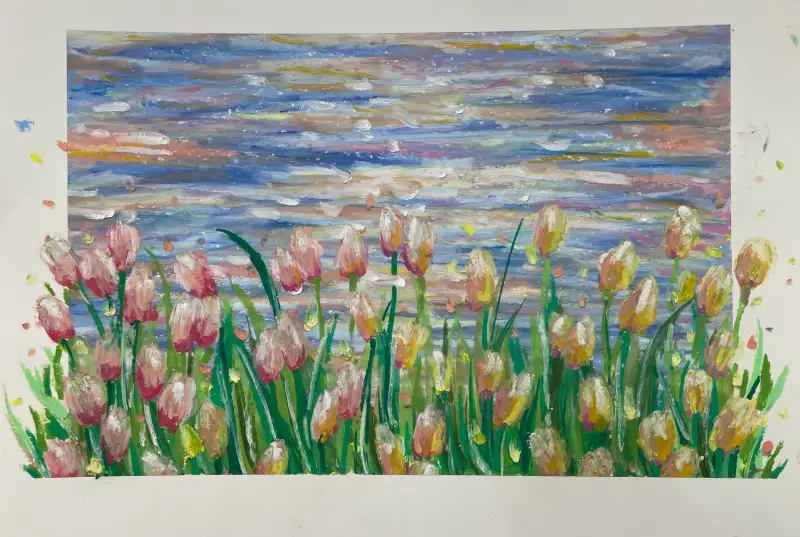 푸릇푸릇챌린지,오일파스텔화