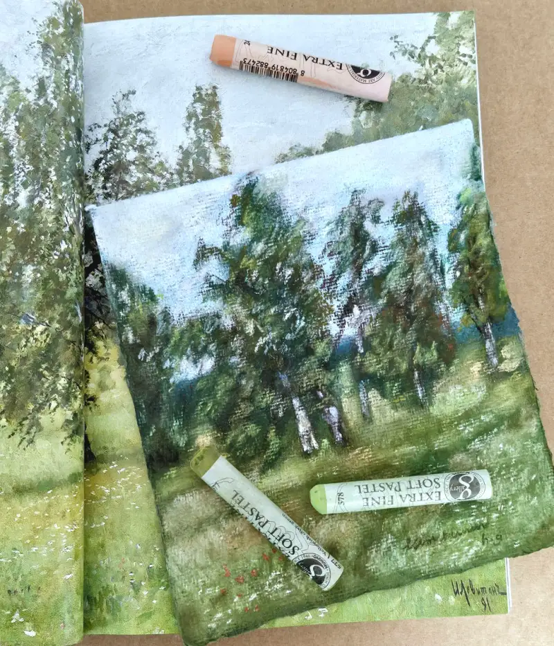 파스텔,그림,파스텔화,풍경화,나무그림,풍경그림