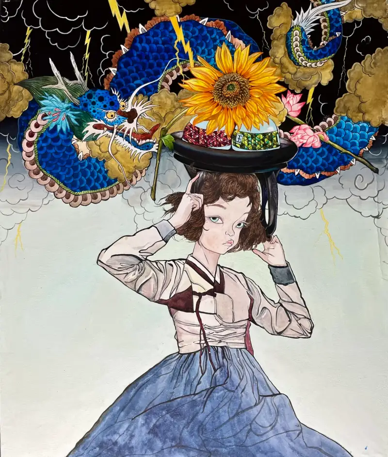 미인도,한국화,동양화,운룡도