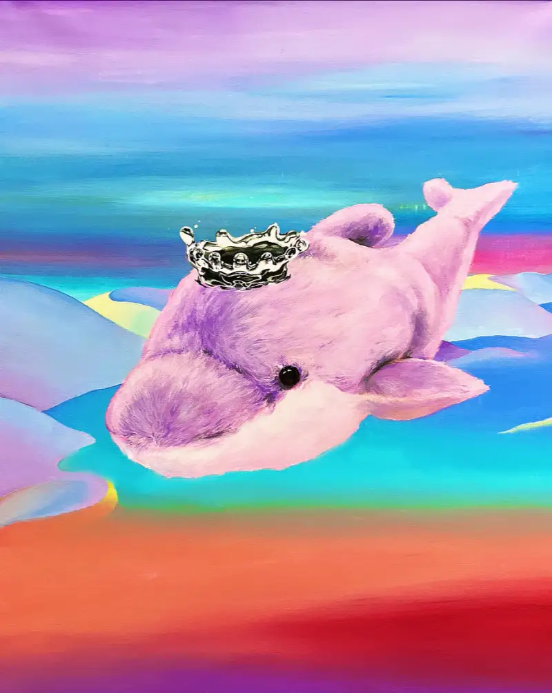 핑크,돌고래,물감