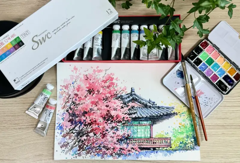 신한sw틴트물감,문교고체물감빈케이스,문교고체물감빈케이스파렛트12색