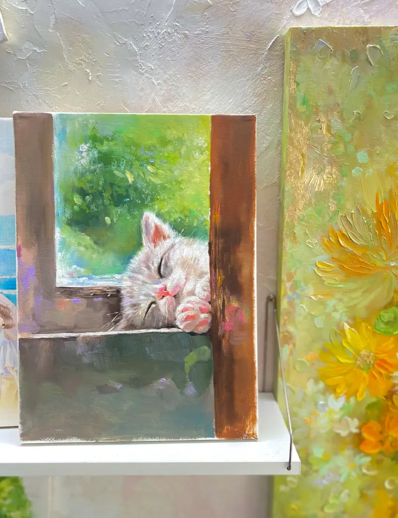고양이,유화,유화그림,신한유화