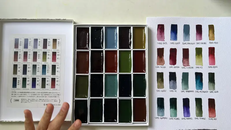 채미먹,안채접시고체물감,발색