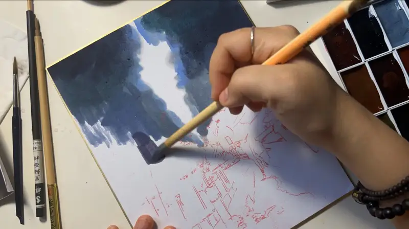 두방지,서화판,채색