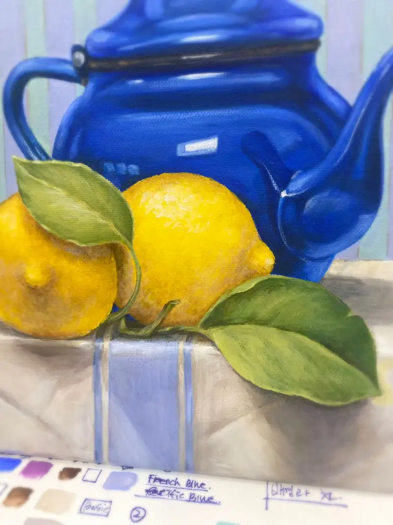 레몬,엘로우미들,알파아크릴물감