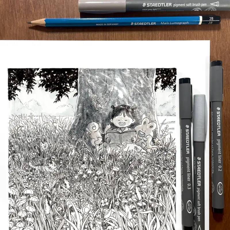 펜드로잉,펜일러스트,동화일러스트,감성일러스트,펜화,재료추천