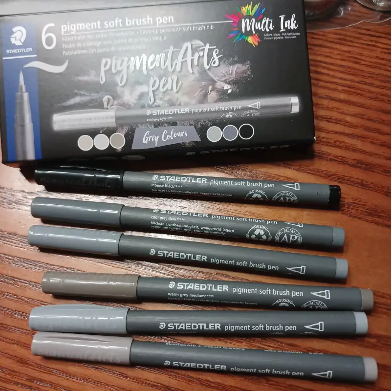 스테들러,피그먼트아트펜,소프트브러쉬펜,그레이컬러