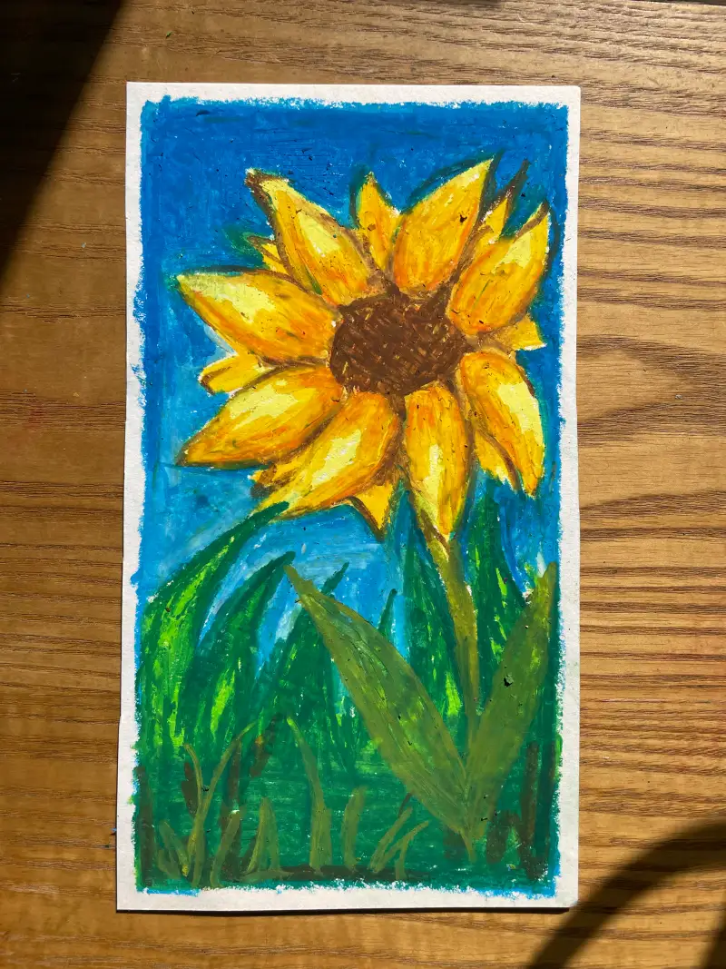 오일파스텔,해바라기,여름식물