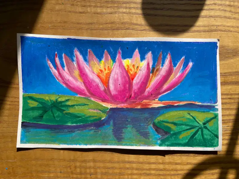 오일파스텔,연꽃,여름식물