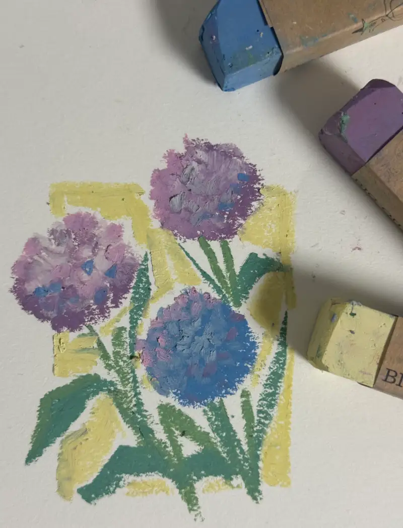 수국,오일파스텔,드로잉로그