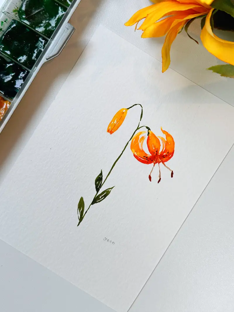 타이거릴리,참나리꽃,수채화,Watercolor