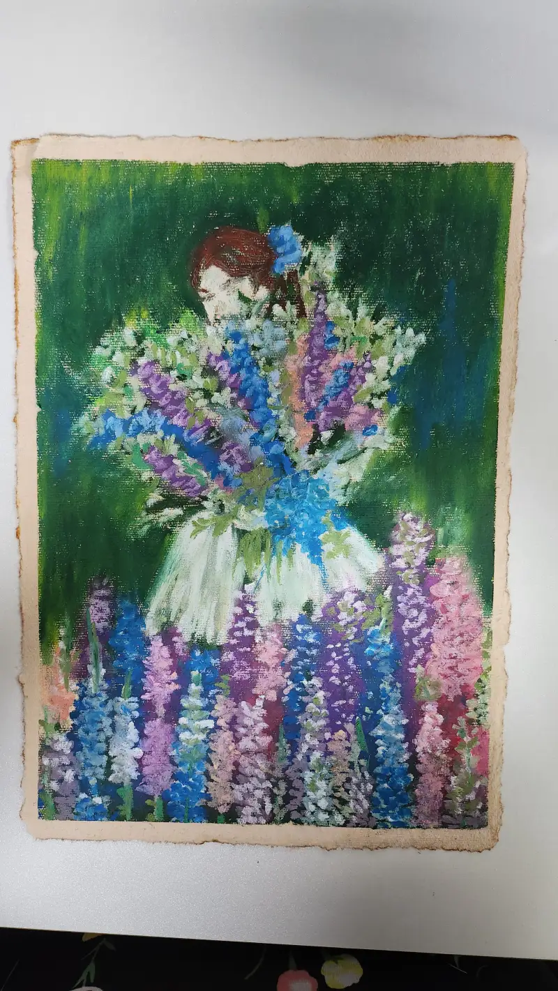 오일파스텔,델피니움,꽃그리기,드로잉로그,화방넷