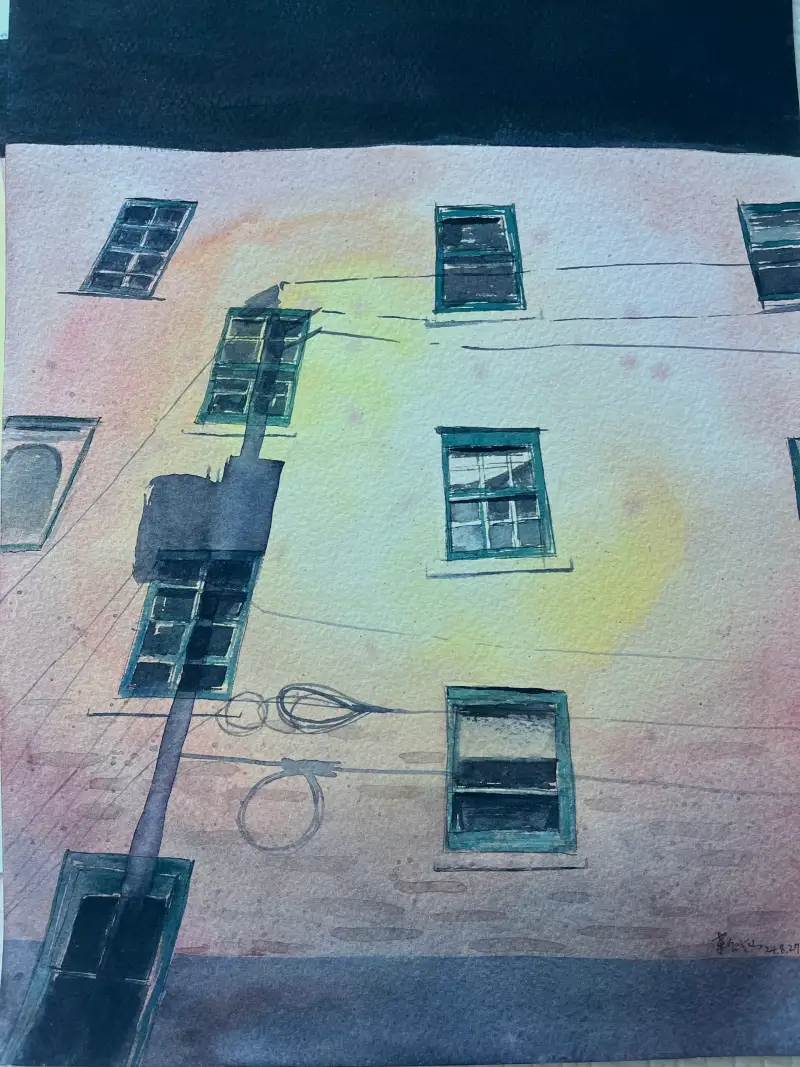 어반수채화,습작,밤풍경,이사배이