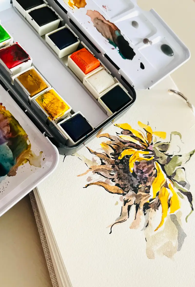 문교,수채화,물감,드로잉로그,해바라기,피그마