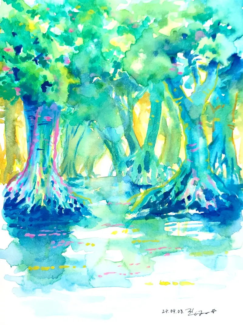 드로잉,드로잉로그,수채화,고채물감,여름식물